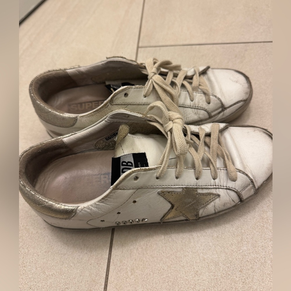 Golden Goose Women's Super-Star with Gold & Cream SZ 38